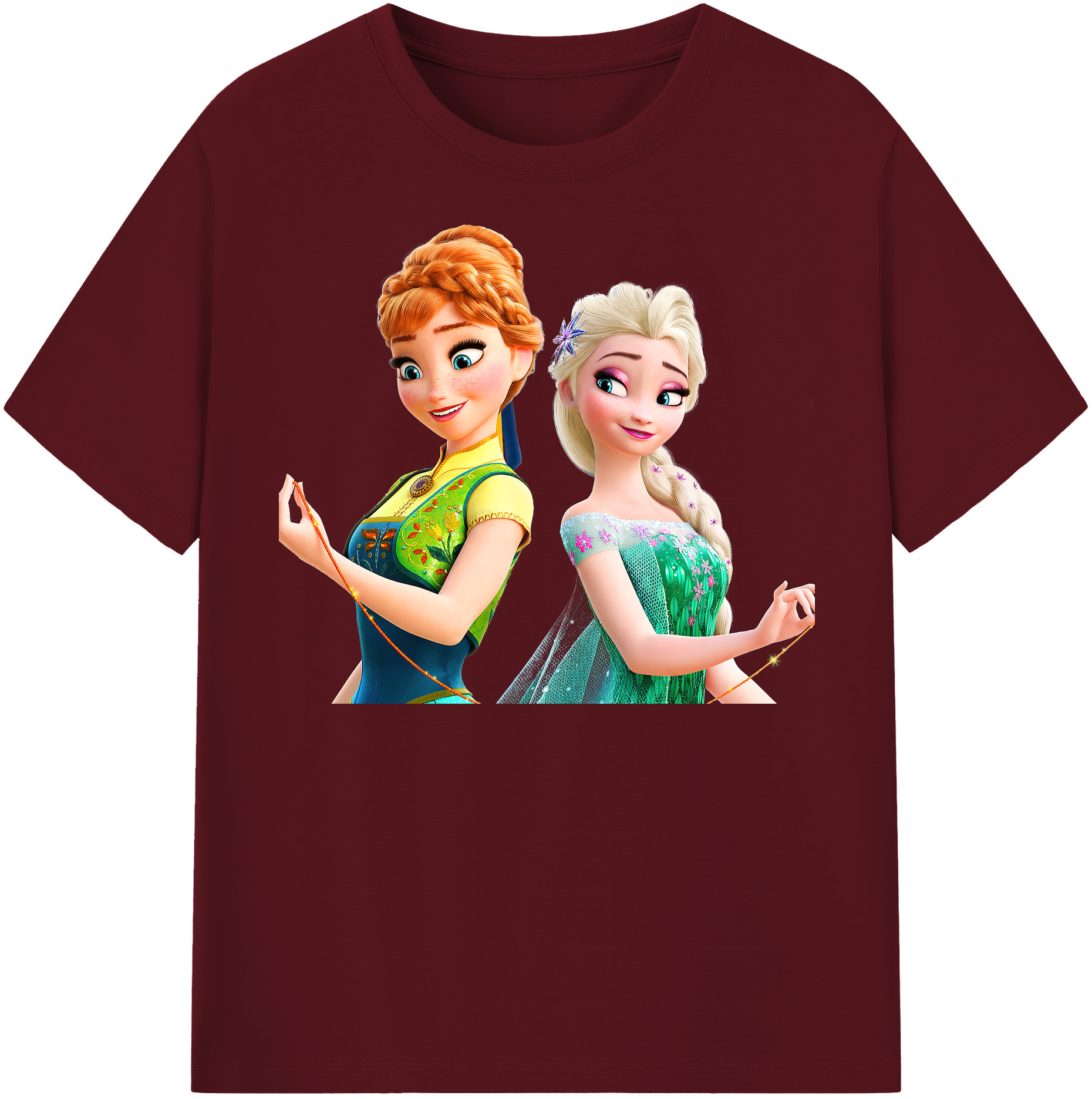 （画像用） アナと雪の女王 アンナ エルサ Frozen Anna Elsa 綿100％半袖Tシャツ（フロントプリント）